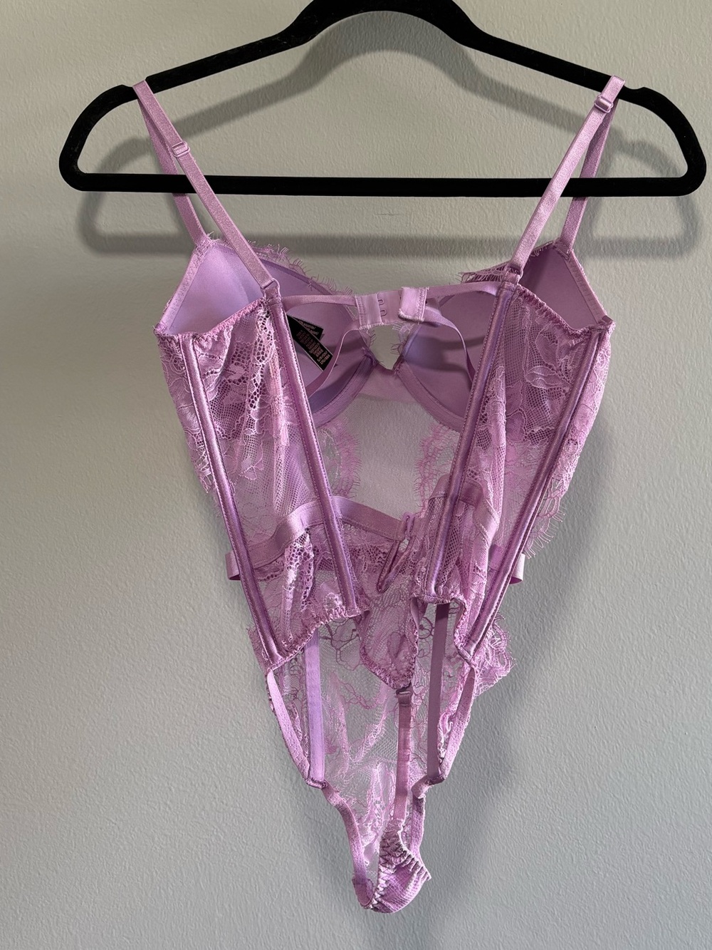Victoria’s Secret NWT Lilac Lace Corset Bodysuit Teddy Boned Padded S - Picture 3 of 10